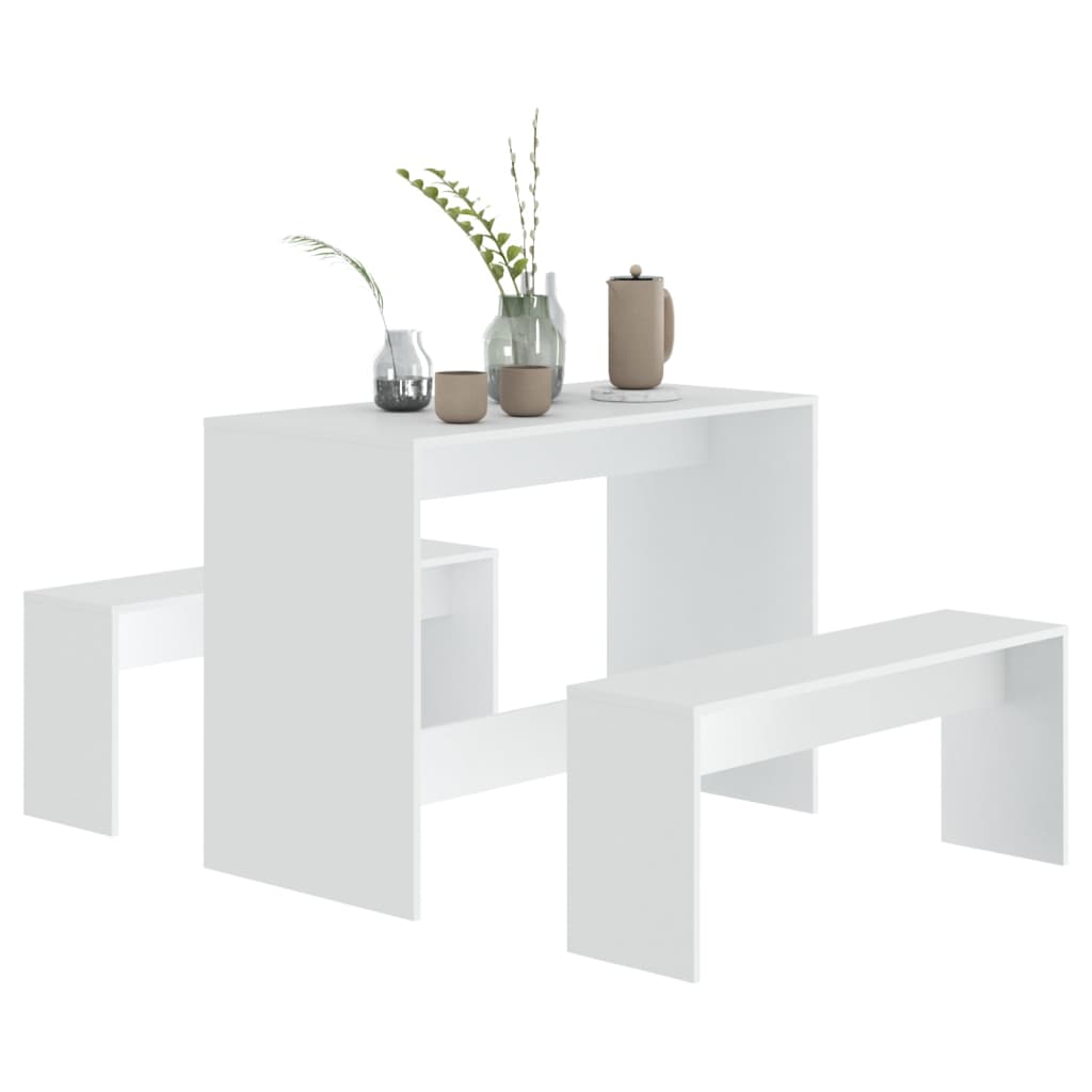 Kitchen furniture set, 3 pieces, white, chipboard