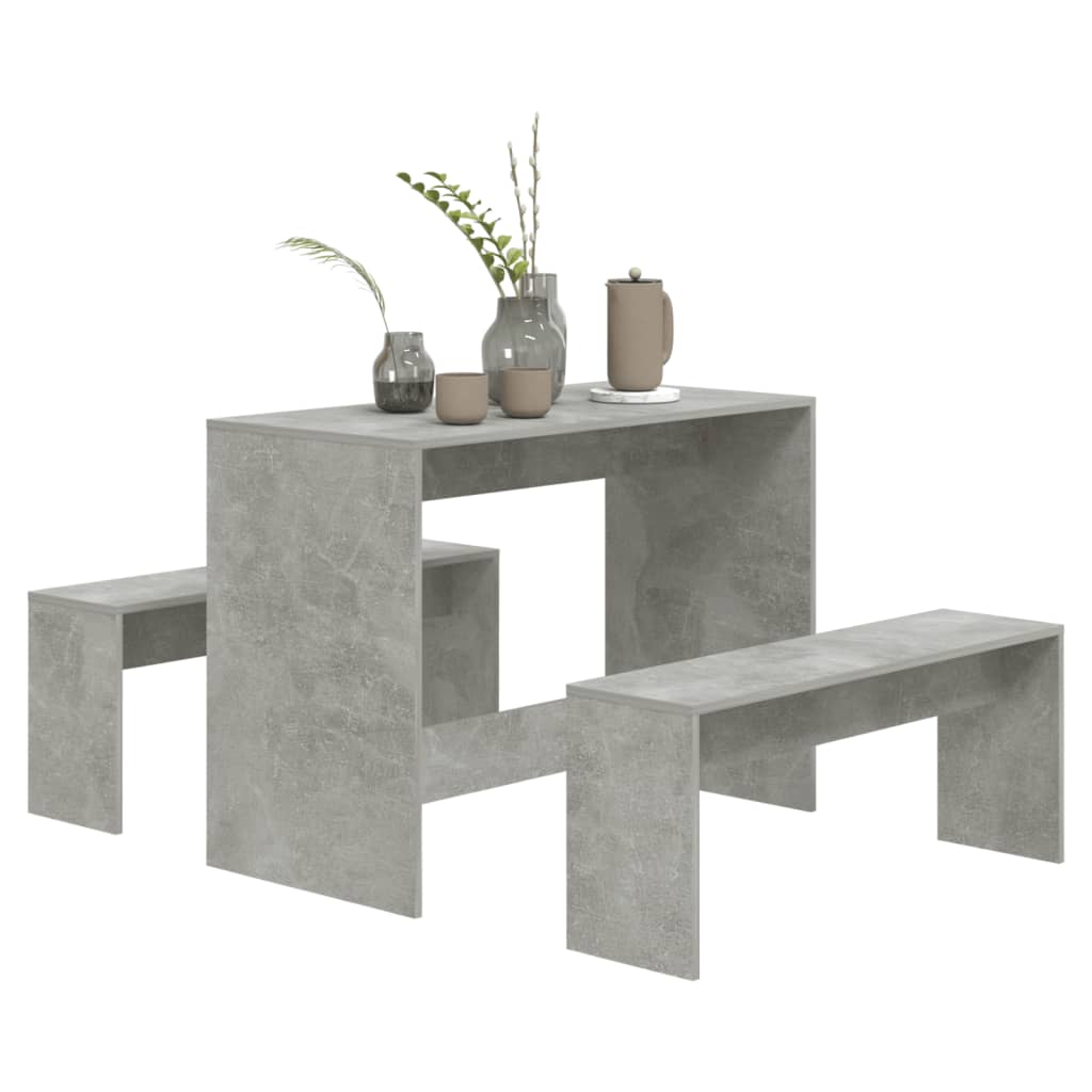 Kitchen furniture set, 3 pieces, concrete grey, chipboard