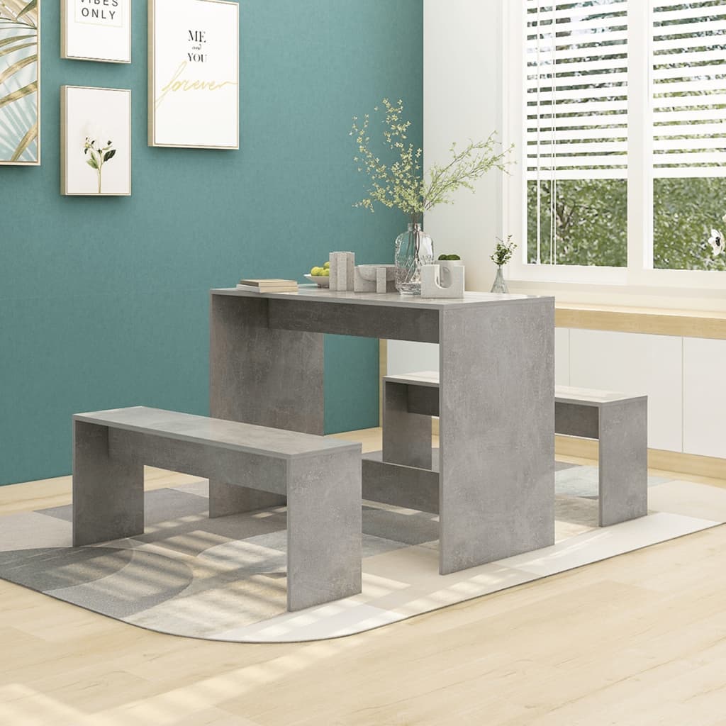 Kitchen furniture set, 3 pieces, concrete grey, chipboard