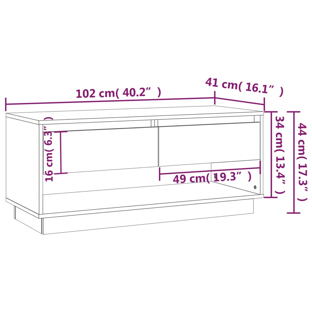 812973 vidaXL TV Cabinet Gray Sonoma 102x41x44 cm Chipboard