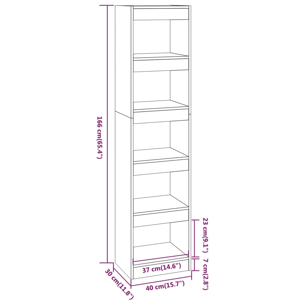 Bibliotecă/Separator cameră, alb, 40x30x166 cm