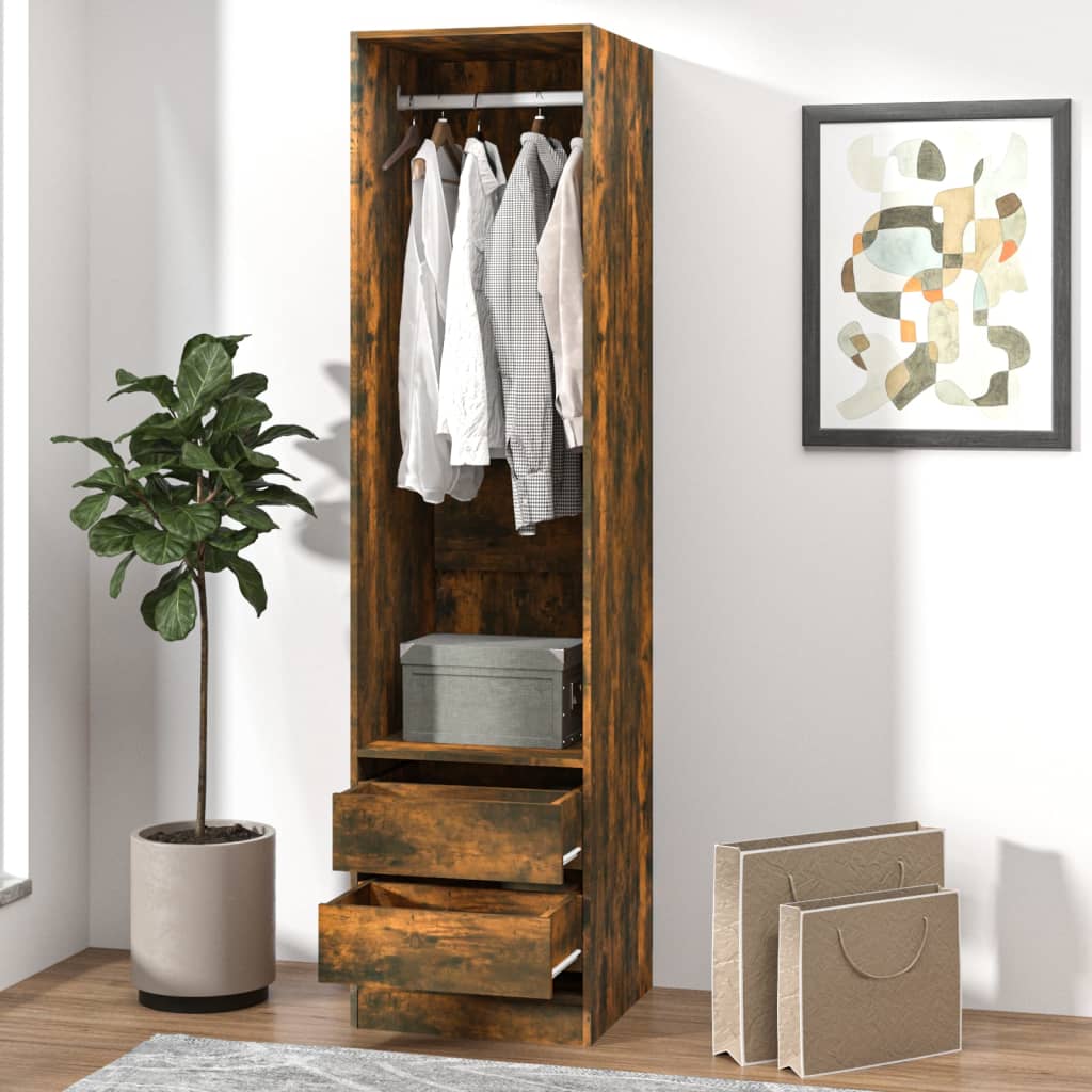 Wardrobe with drawers smoky oak 50x50x200 cm processed wood