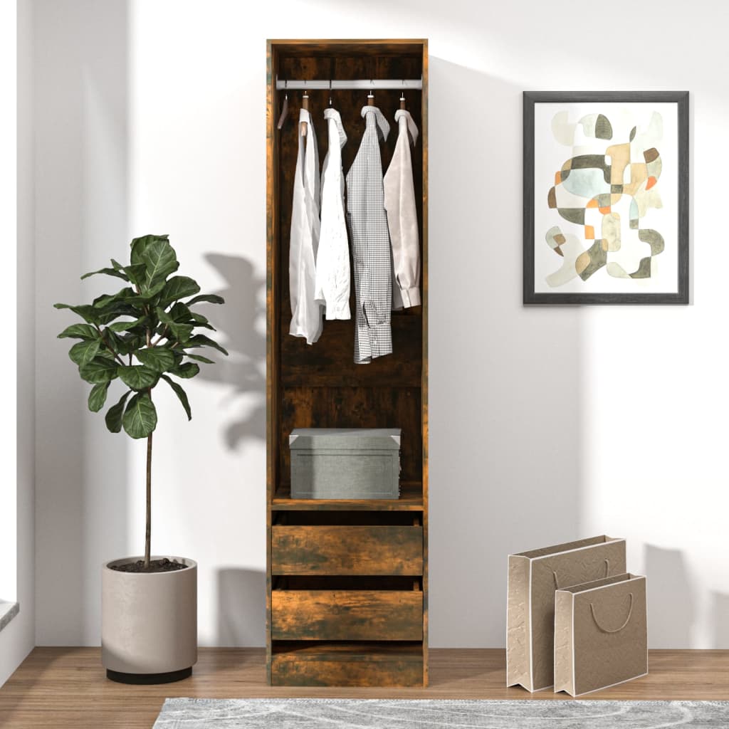 Wardrobe with drawers smoky oak 50x50x200 cm processed wood