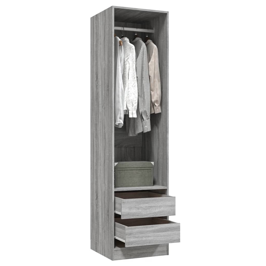 Wardrobe with drawers, sonoma grey, 50x50x200 cm, engineered wood