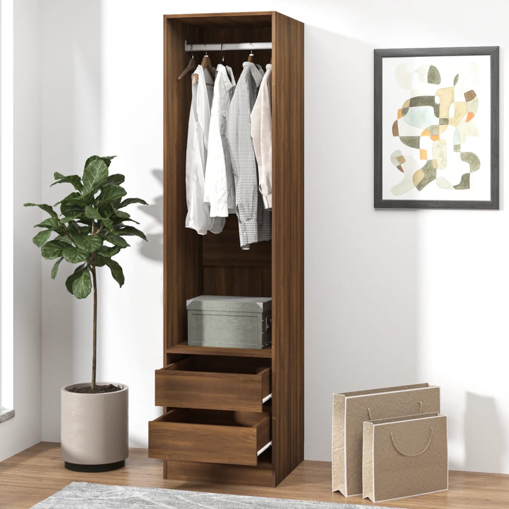 Wardrobe with drawers, brown oak, 50x50x200 cm, processed wood