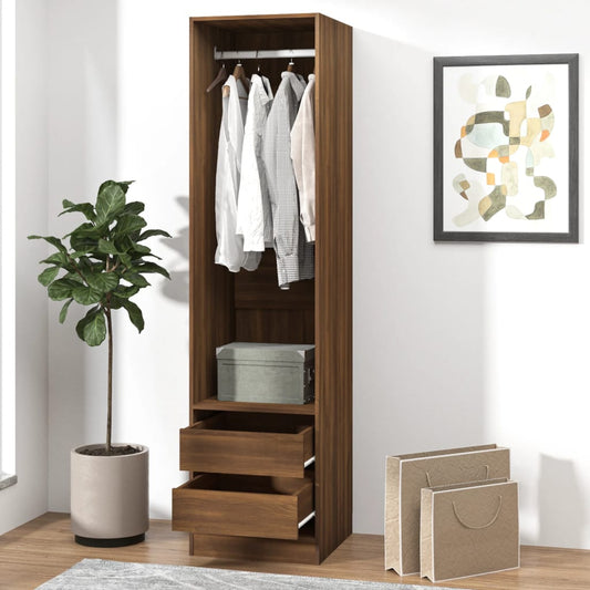 Wardrobe with drawers, brown oak, 50x50x200 cm, processed wood