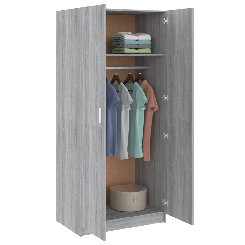 Wardrobe, sonoma grey, 80x52x180 cm, engineered wood