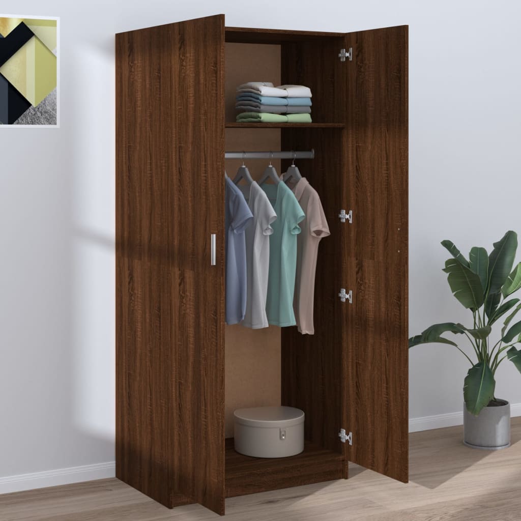 Wardrobe, brown oak, 80x52x180 cm, processed wood