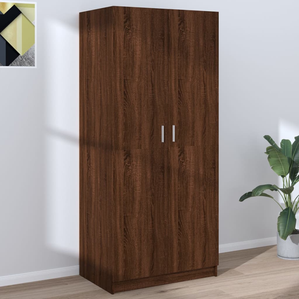 Wardrobe, brown oak, 80x52x180 cm, processed wood