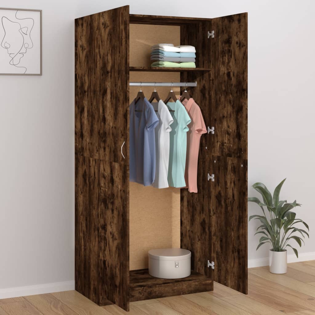 Wardrobe, smoky oak, 90x52x200 cm, engineered wood