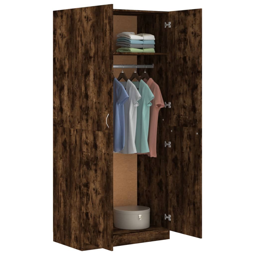 Wardrobe, smoky oak, 90x52x200 cm, engineered wood