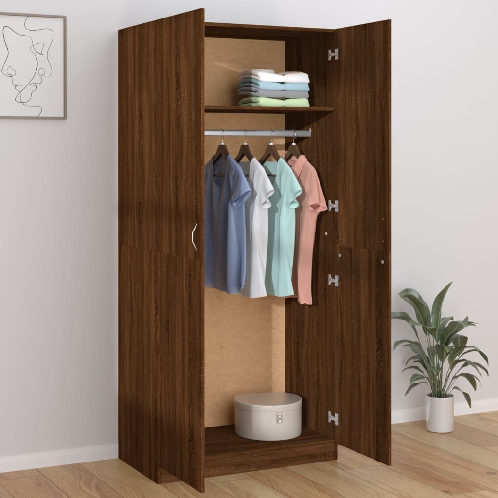 Wardrobe, brown oak, 90x52x200 cm, processed wood