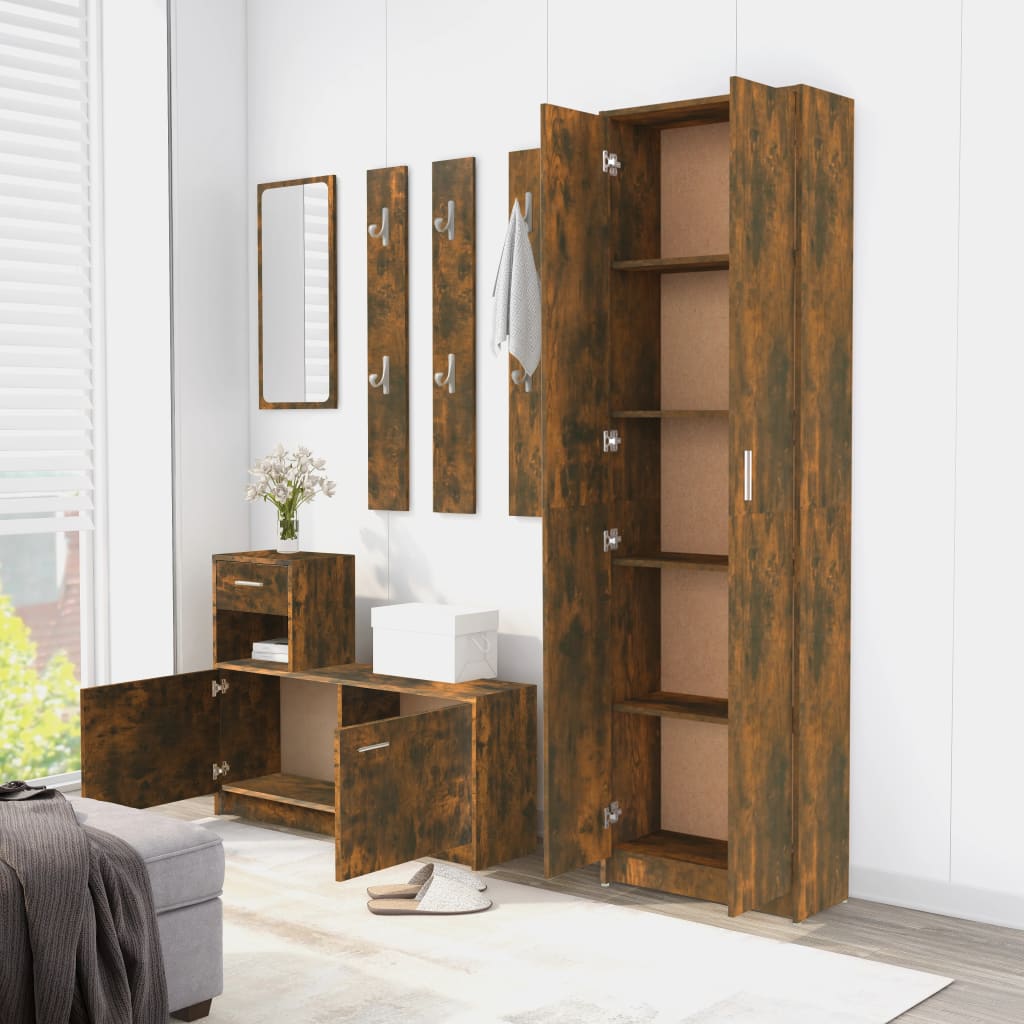 Hallway wardrobe, smoky oak, 55x25x189 cm, engineered wood