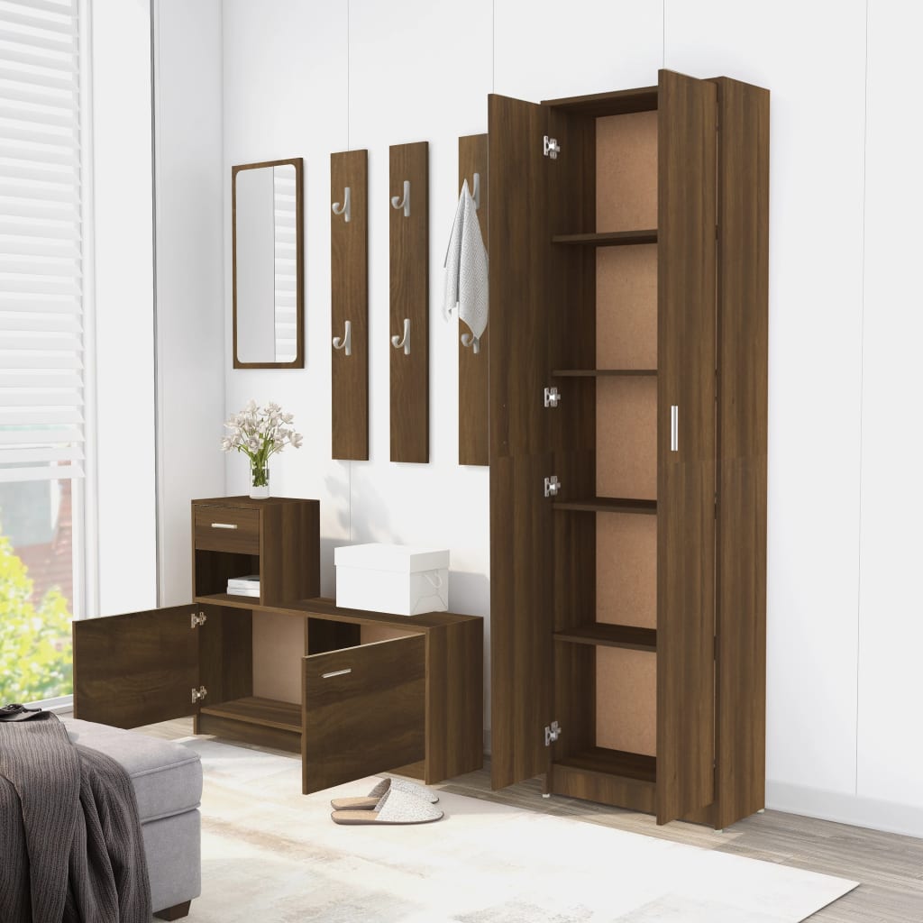 Hallway wardrobe, brown oak, 55x25x189 cm, processed wood