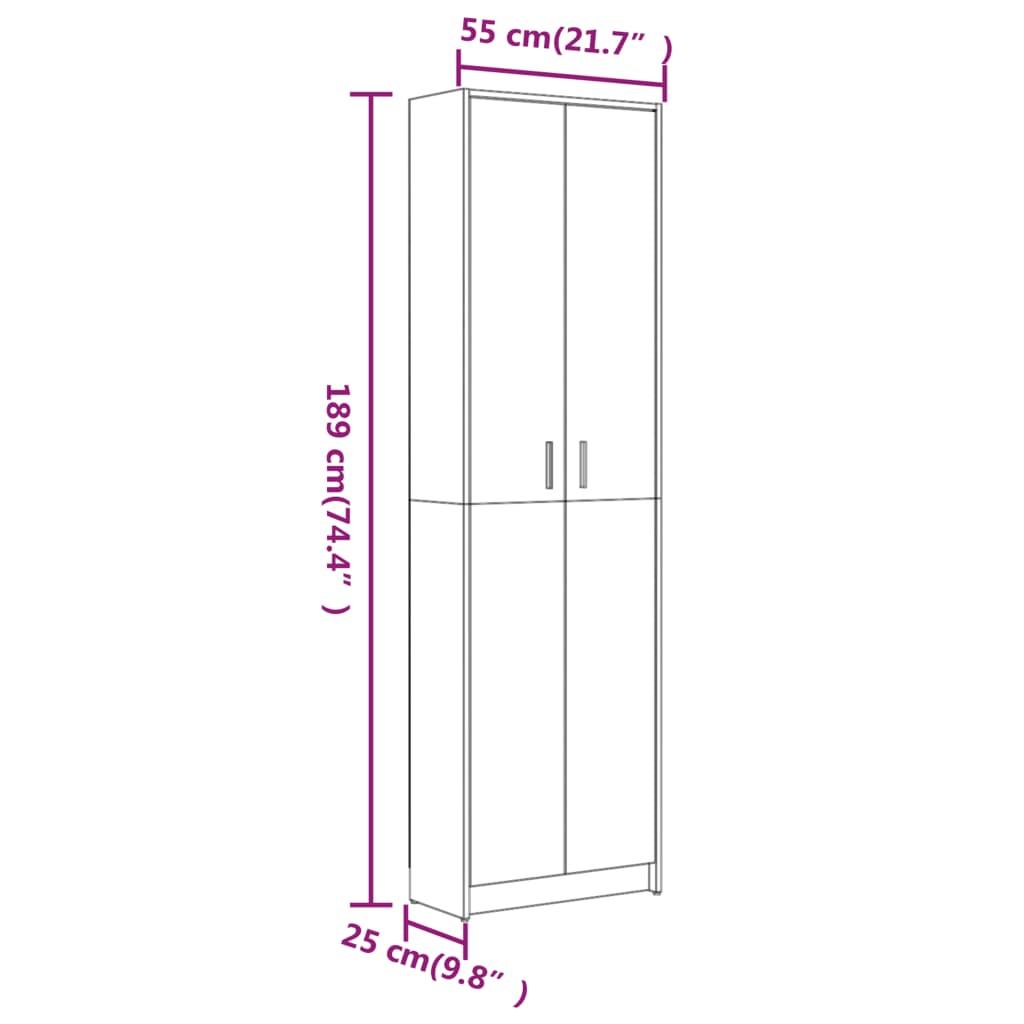 Hallway wardrobe, brown oak, 55x25x189 cm, processed wood