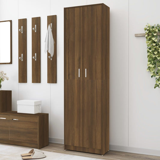 Hallway wardrobe, brown oak, 55x25x189 cm, processed wood