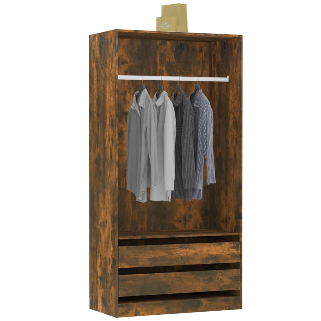 Wardrobe, smoky oak, 100x50x200 cm, processed wood