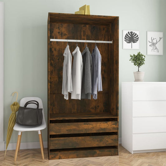 Wardrobe, smoky oak, 100x50x200 cm, processed wood