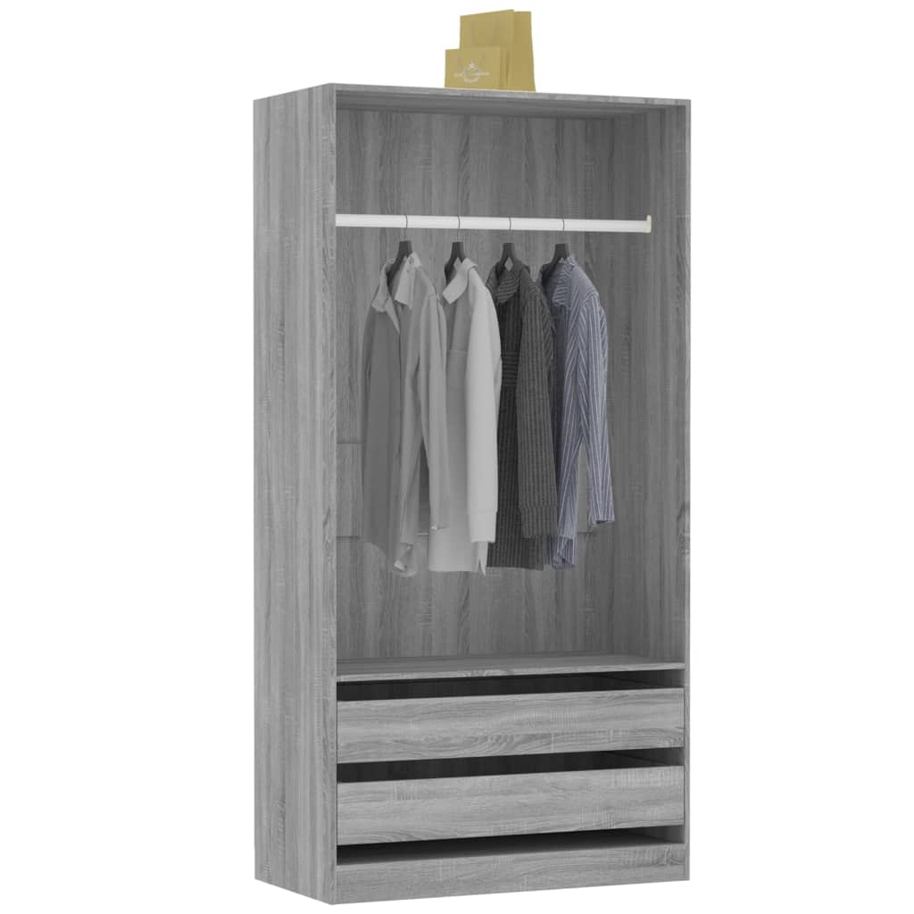 Wardrobe, sonoma grey, 100x50x200 cm, engineered wood