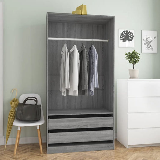 Wardrobe, sonoma grey, 100x50x200 cm, engineered wood