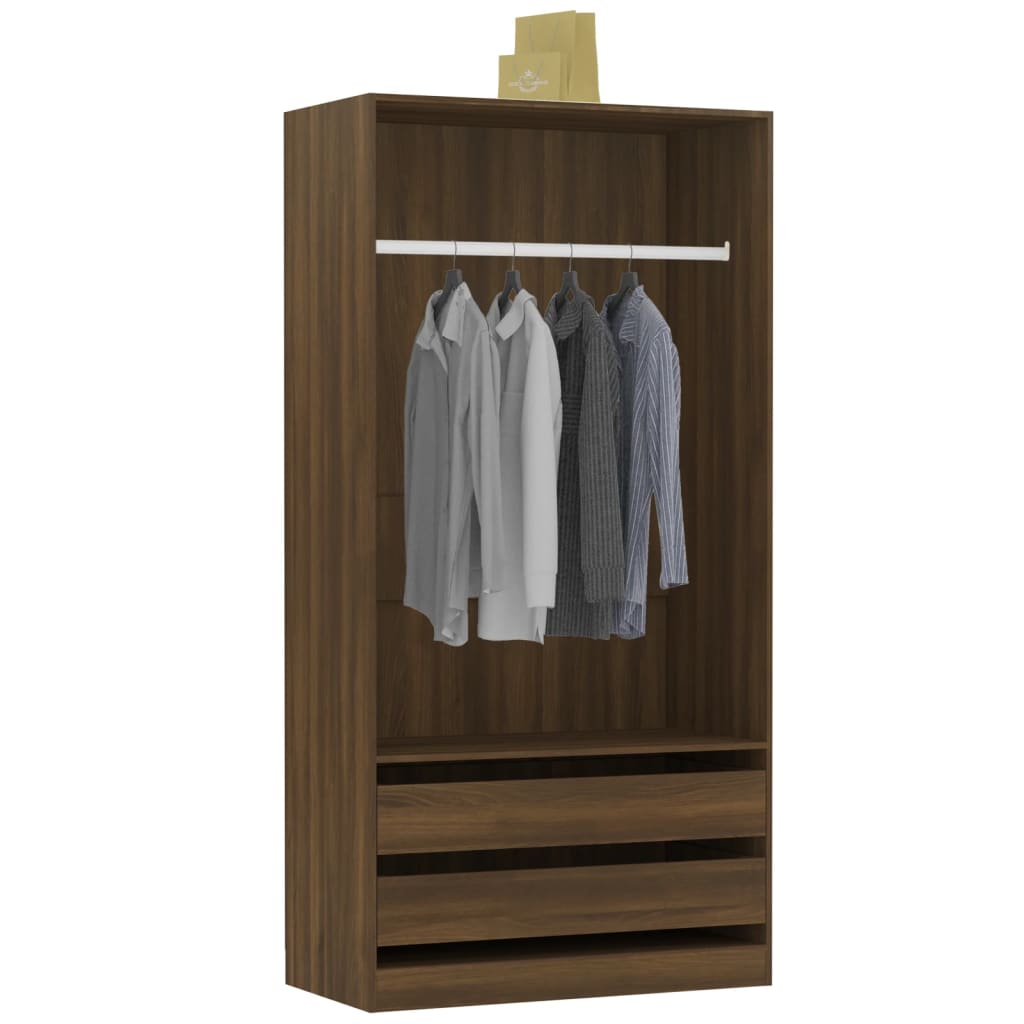 Wardrobe, brown oak, 100x50x200 cm, processed wood