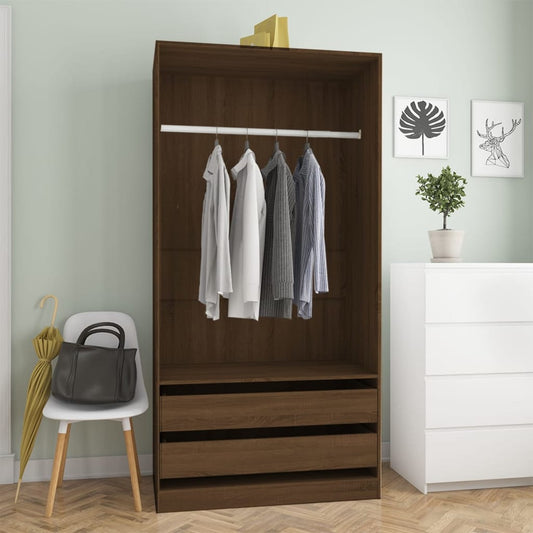 Wardrobe, brown oak, 100x50x200 cm, processed wood