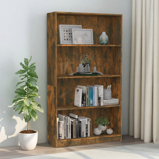 4-tier bookcase, smoky oak, 80x24x142 cm, composite wood