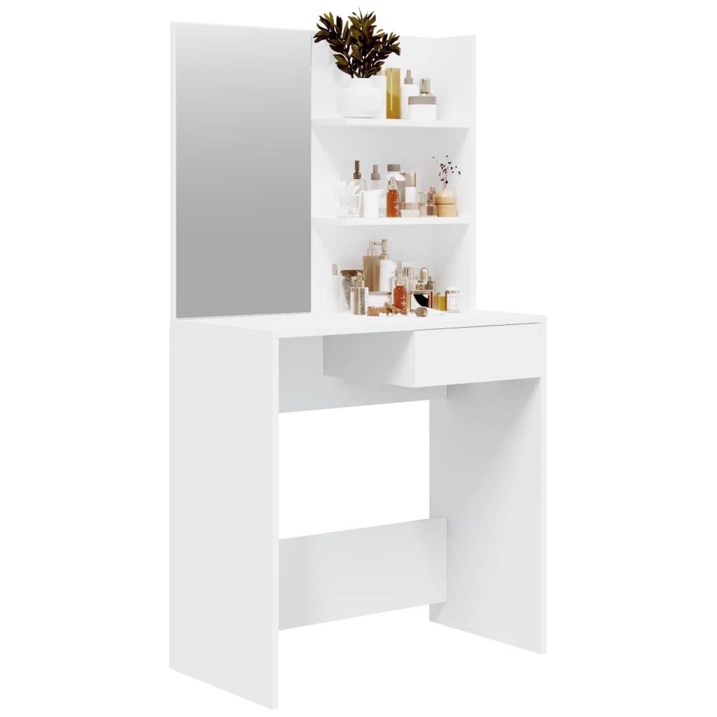 Dressing table with mirror, white, 74.5x40x141 cm