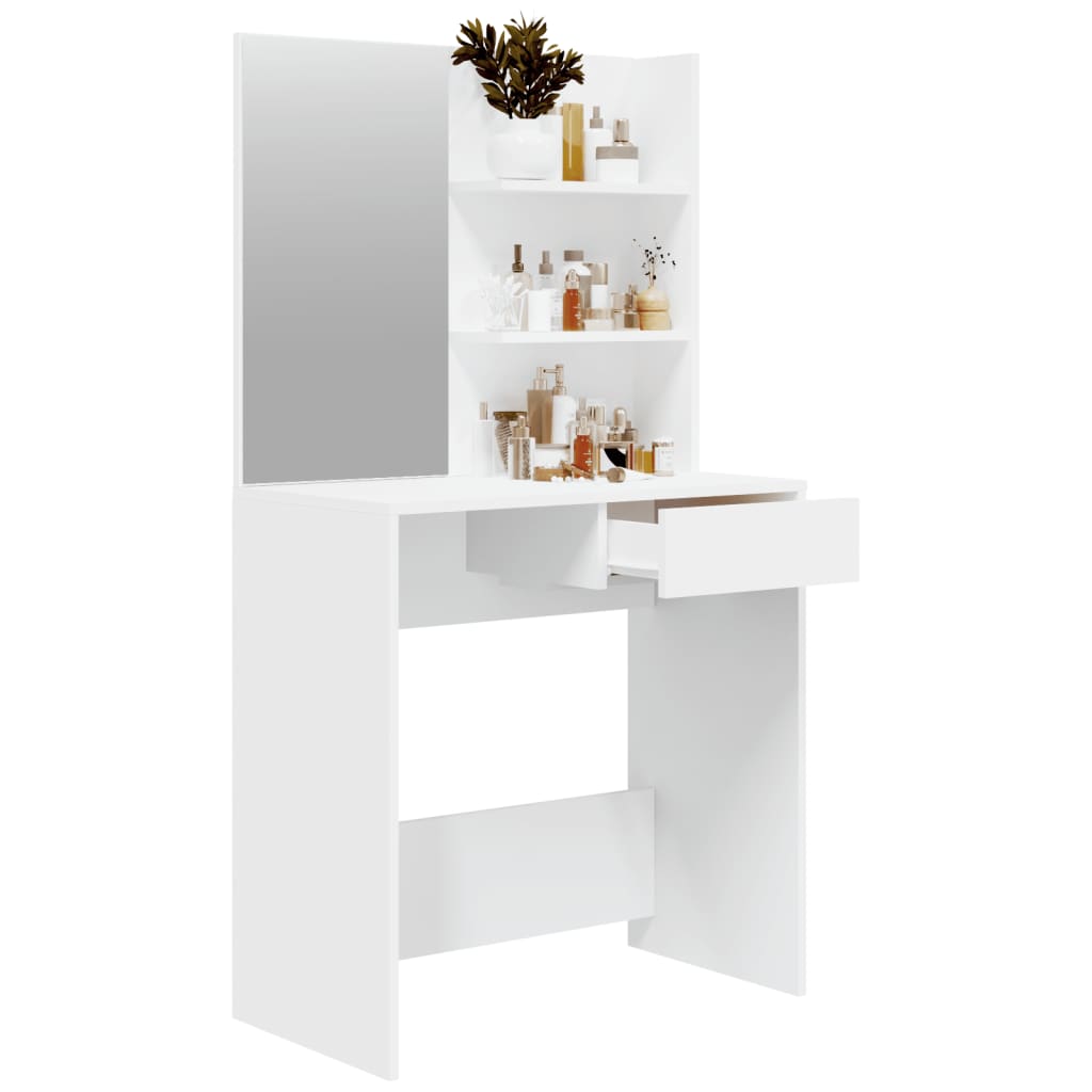 Dressing table with mirror, white, 74.5x40x141 cm