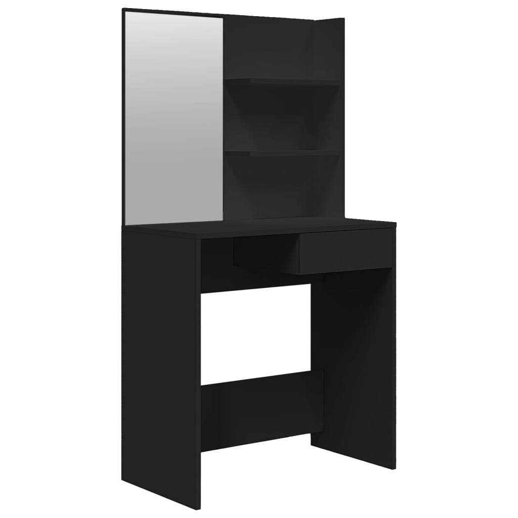 Dressing table with mirror, black, 74.5x40x141 cm