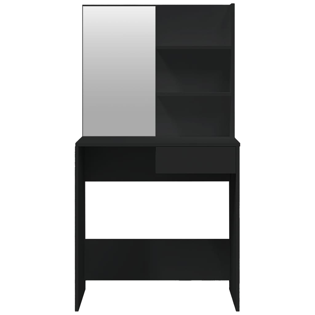 Dressing table with mirror, black, 74.5x40x141 cm