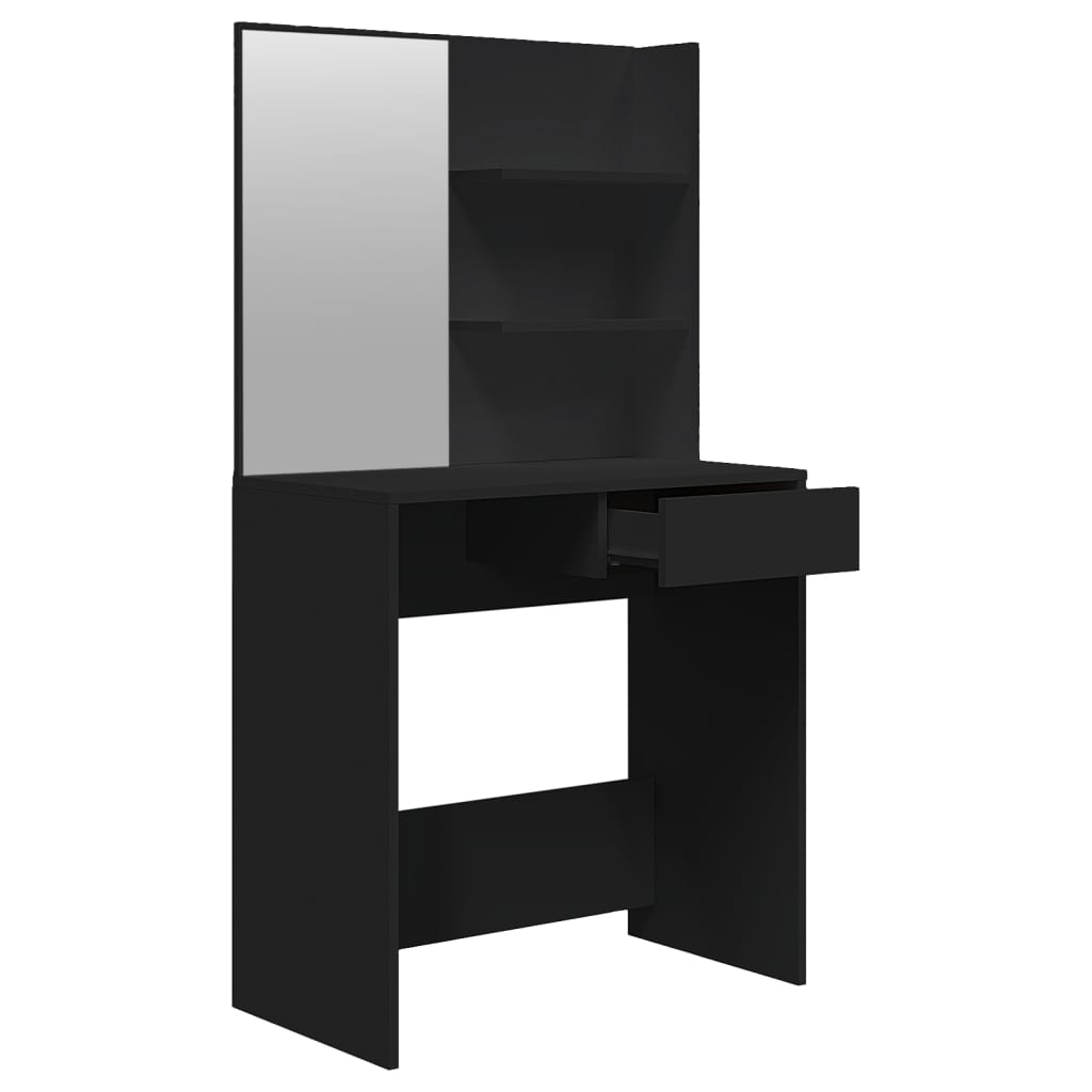 Dressing table with mirror, black, 74.5x40x141 cm