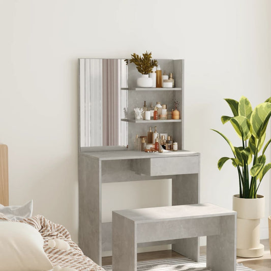 Dressing table with mirror, sonoma grey, 74.5x40x141 cm