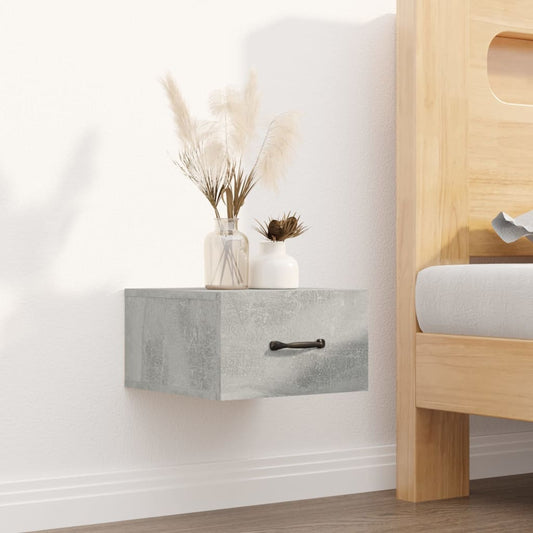 Wall-mounted bedside table, concrete grey, 35x35x20 cm