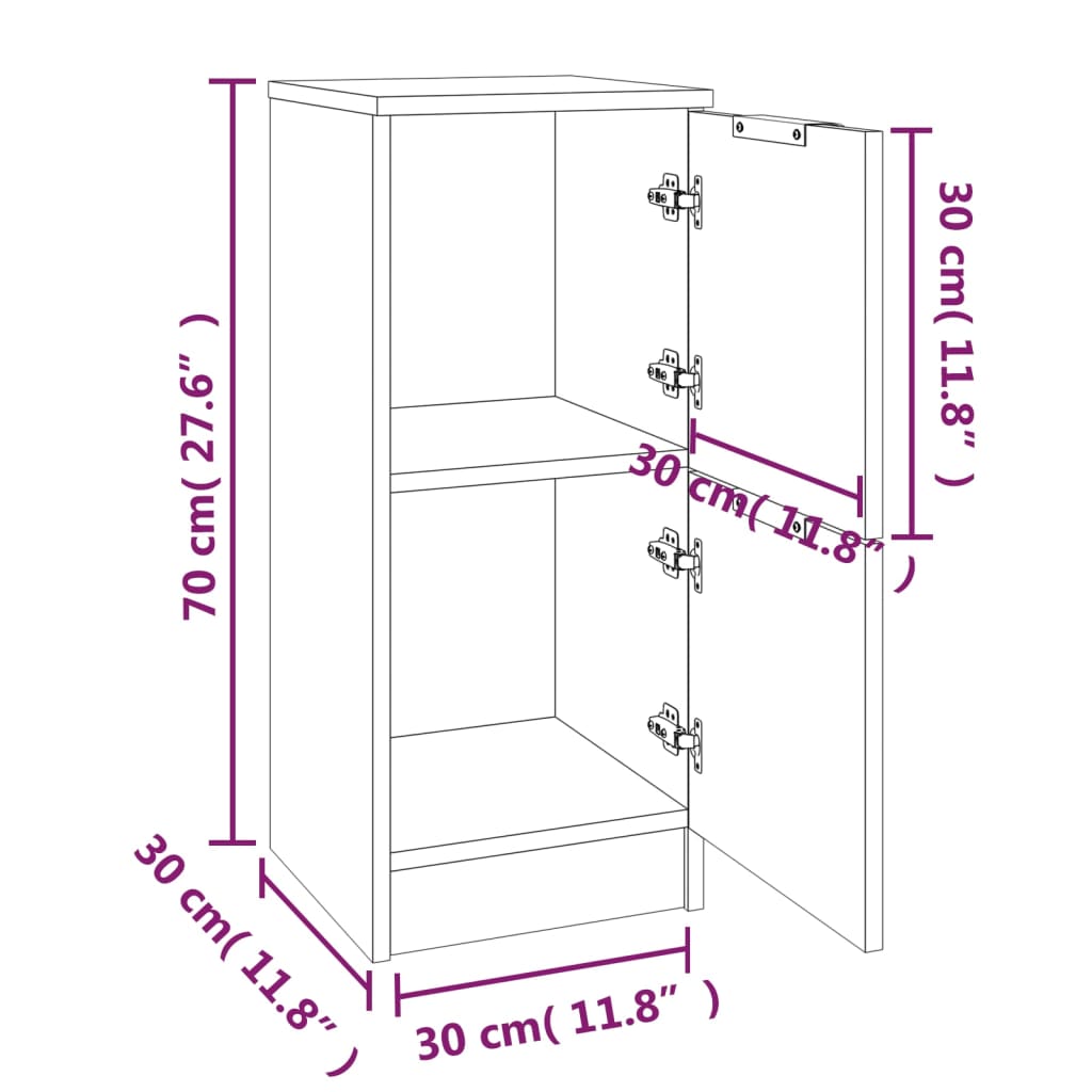 Cabinets, 2 pcs., smoky oak, 30x30x70 cm, engineered wood