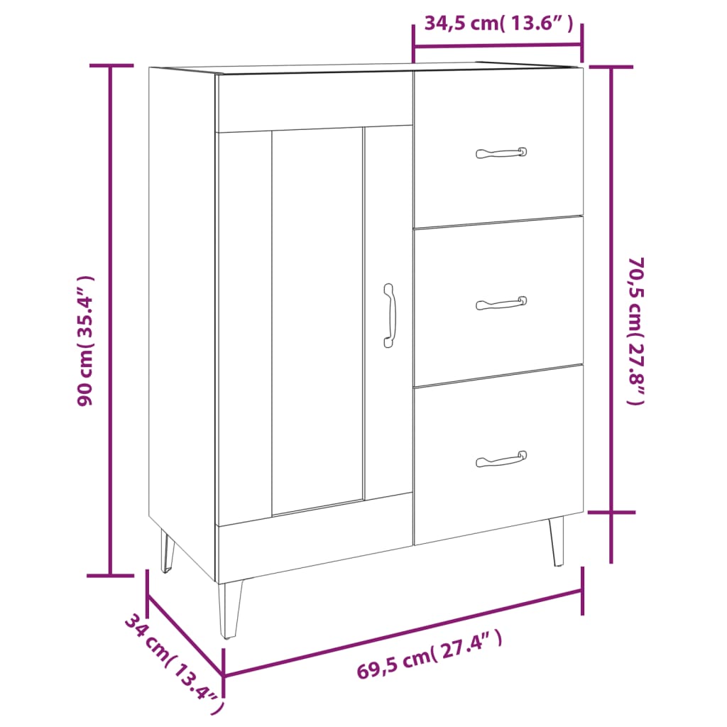 Wardrobe, smoky oak, 69.5x34x90 cm, composite wood