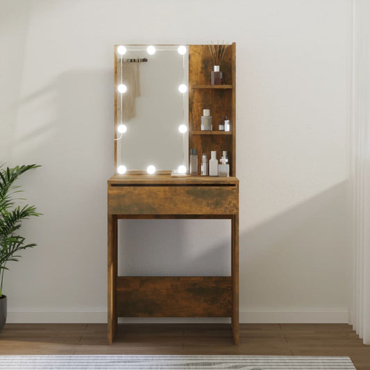 LED dressing table, smoked oak, 60x40x140 cm