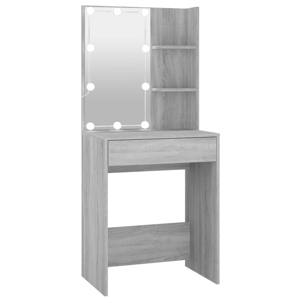 LED dressing table, sonoma grey, 60x40x140 cm