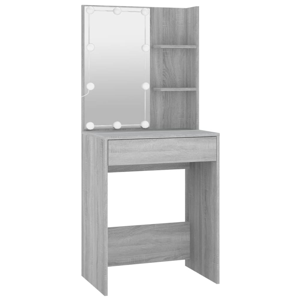 LED dressing table, sonoma grey, 60x40x140 cm