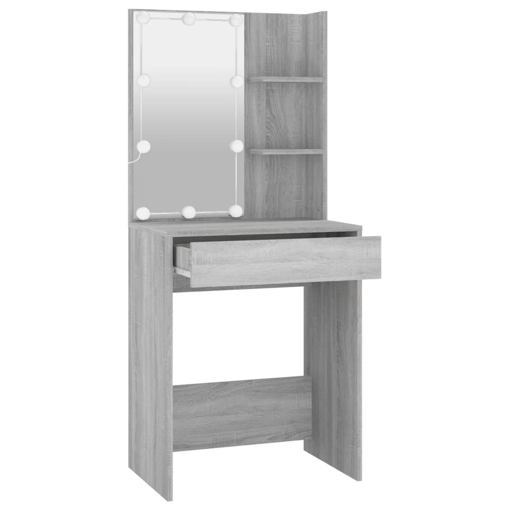 LED dressing table, sonoma grey, 60x40x140 cm