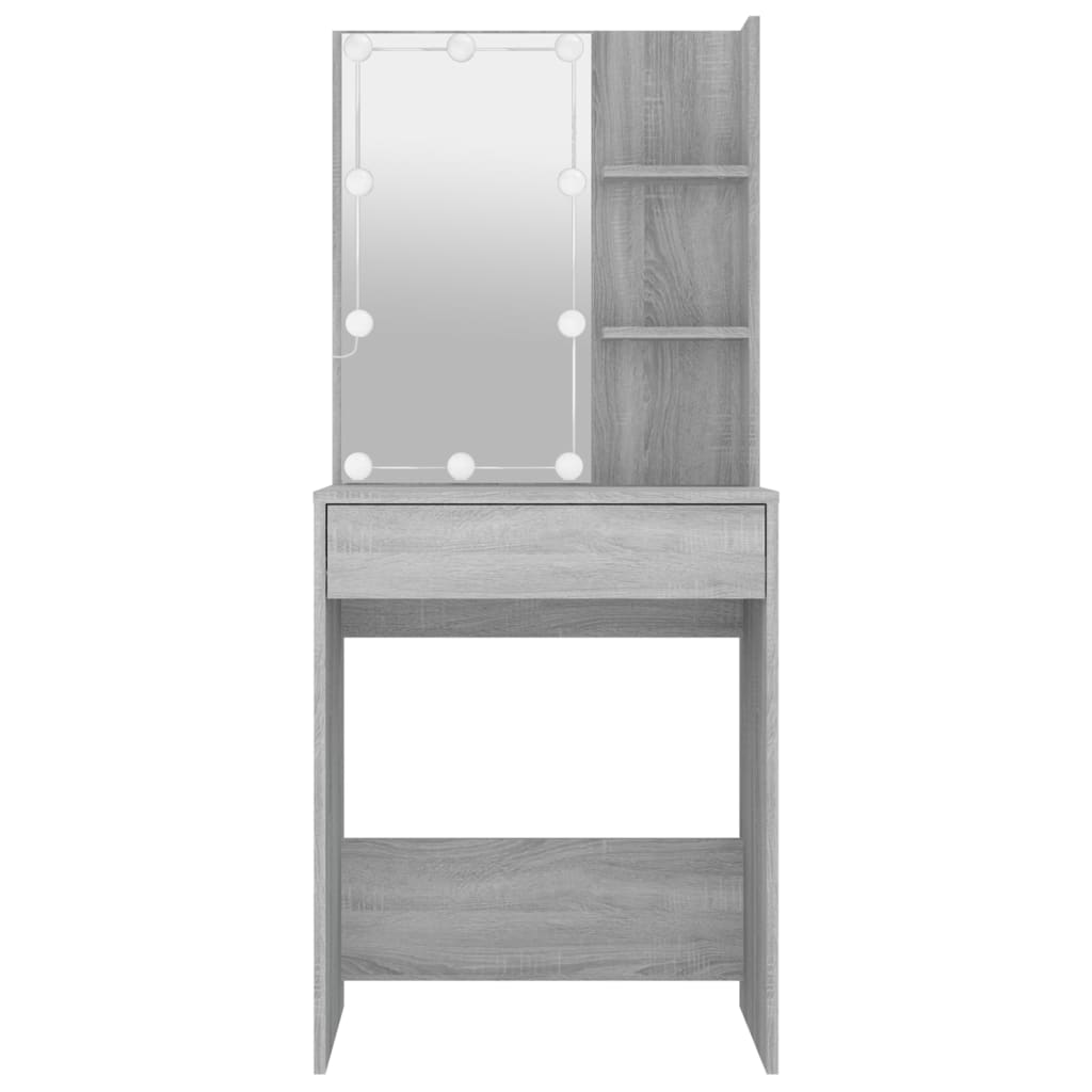 LED dressing table, sonoma grey, 60x40x140 cm