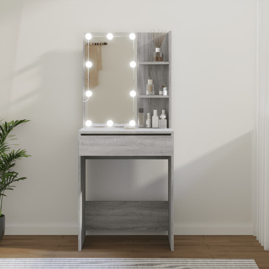 LED dressing table, sonoma grey, 60x40x140 cm