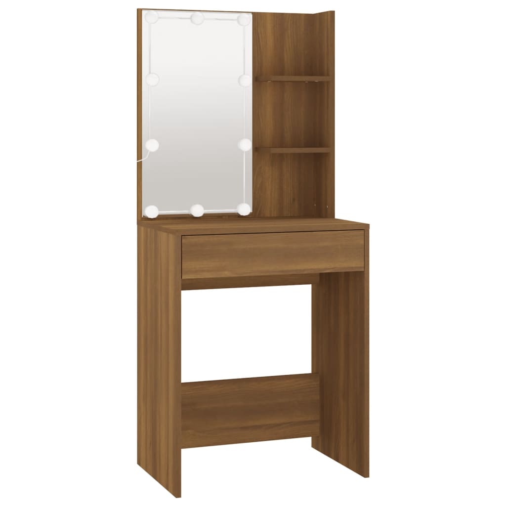 Dressing table with LED, brown oak, 60x40x140 cm