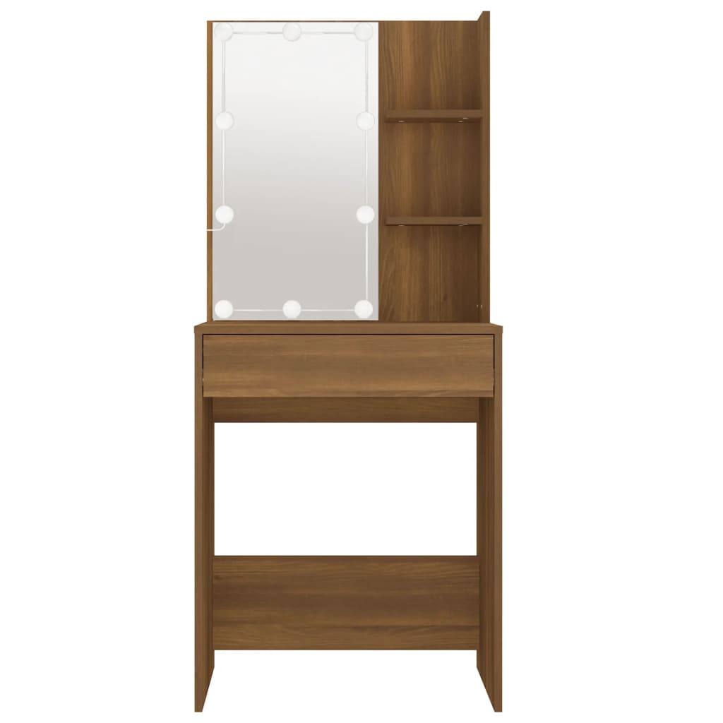 Dressing table with LED, brown oak, 60x40x140 cm