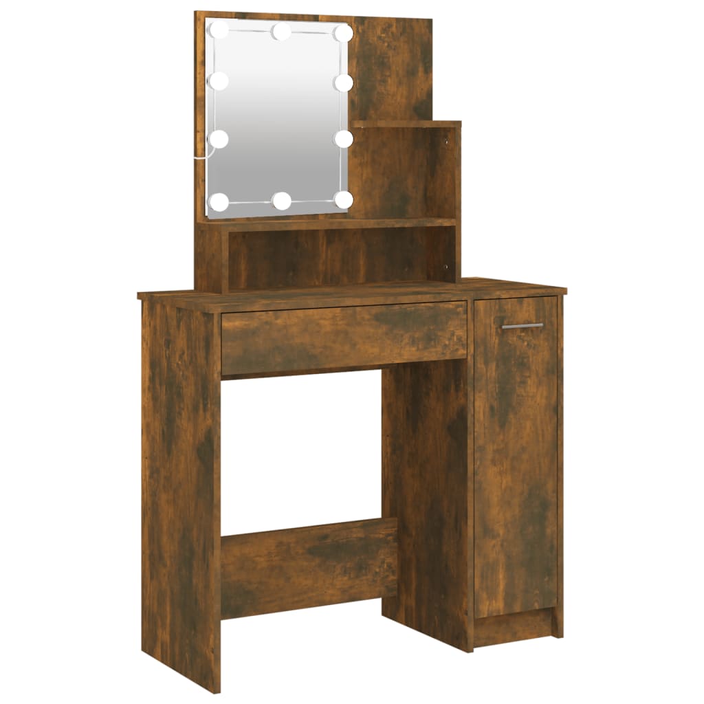 LED dressing table, smoked oak, 86.5x35x136 cm