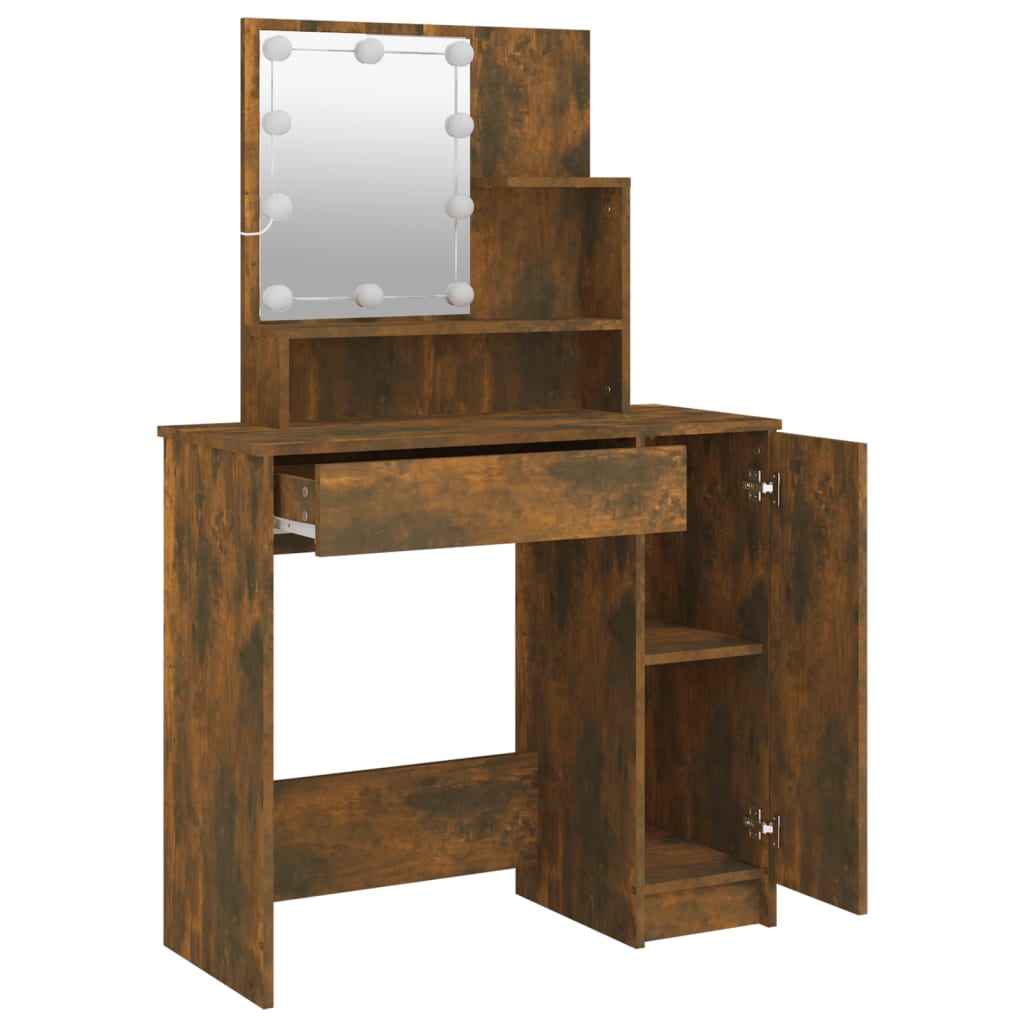 LED dressing table, smoked oak, 86.5x35x136 cm