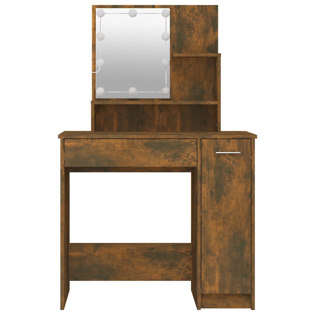 LED dressing table, smoked oak, 86.5x35x136 cm