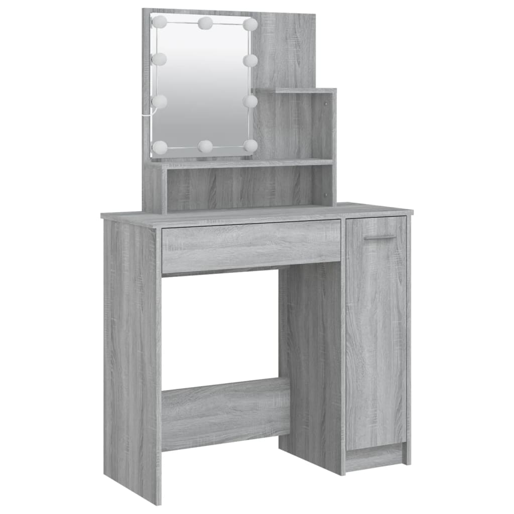 LED dressing table, sonoma grey, 86.5x35x136 cm