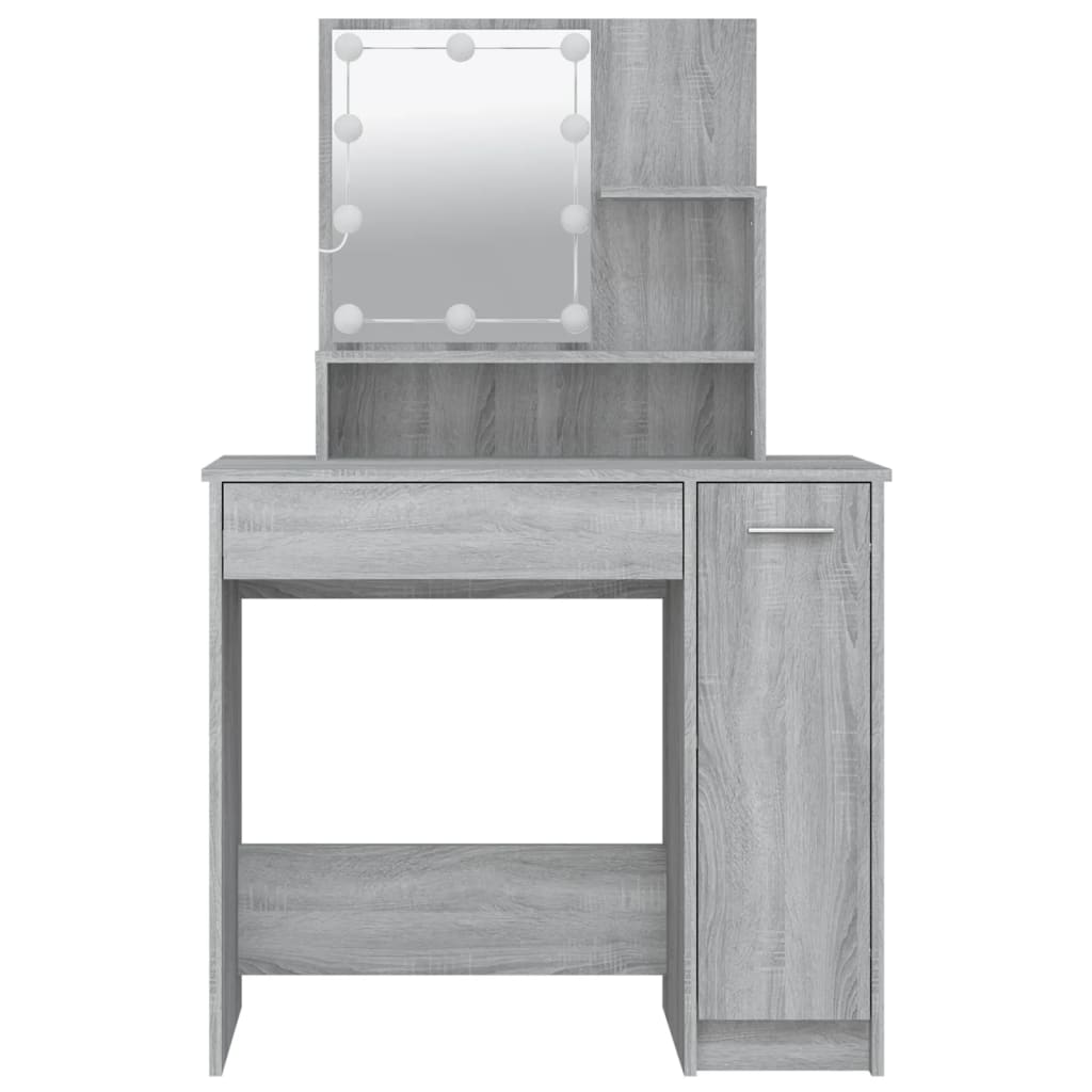 LED dressing table, sonoma grey, 86.5x35x136 cm