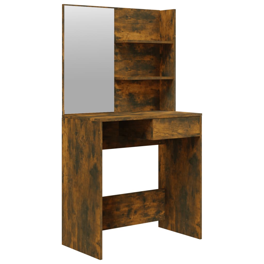 Dressing table with mirror, smoked oak, 74.5x40x141 cm